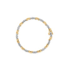 10K Two-Tone Gold 1/2 Cttw Diamond Alternating 3 Stone and X-Link 7" Bracelet (I-J Color, I2-I3 Clarity)-3