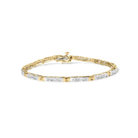 10k Yellow Gold 1.00 Cttw Baguette-Cut Channel Diamond Link Bracelet