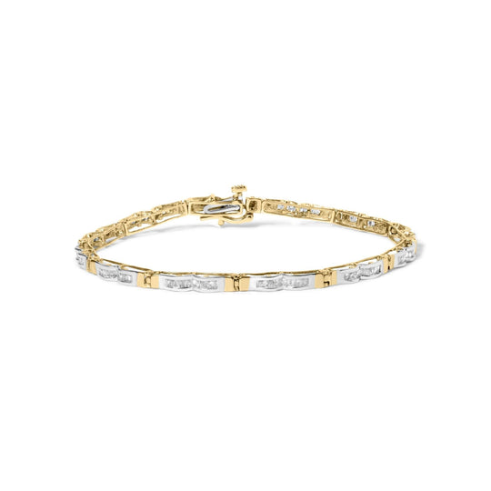 10K yellow gold bracelet with channel-set baguette diamond stones
