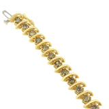 14K Yellow Gold Round-Cut Diamond 'S' Bracelet (6.00 cttw, Brown Color, I1-I2 Clarity)-2 thumbnail 3