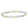 14K white and yellow gold bracelet with princess cut diamond stones