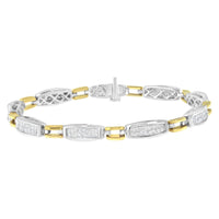 14K Yellow and White Gold 2.0 Cttw Princess Cut Diamond Tapered and Equal Sign Link Bracelet (G-H Color, SI1-SI2 Clarity) - 7