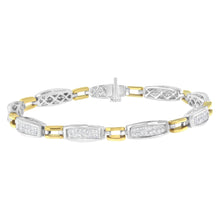 14K Yellow and White Gold 2.0 Cttw Princess Cut Diamond Tapered and Equal Sign Link Bracelet (G-H Color, SI1-SI2 Clarity) - 7"-0