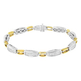 14K Yellow and White Gold 2.0 Cttw Princess Cut Diamond Tapered and Equal Sign Link Bracelet (G-H Color, SI1-SI2 Clarity) - 7
