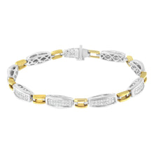 14K Yellow and White Gold 2.0 Cttw Princess Cut Diamond Tapered and Equal Sign Link Bracelet (G-H Color, SI1-SI2 Clarity) - 7"-1