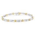 10K two-tone gold bracelet with princess cut diamond stones in geo links