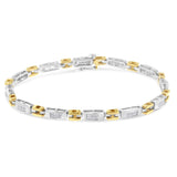 10K Two-Tone Gold Princess Cut Diamond Geo Link Bracelet (1.00 cttw, H-I Color, SI1-SI2 Clarity)-1 thumbnail 2