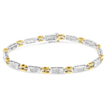 10K Two-Tone Gold Princess Cut Diamond Geo Link Bracelet (1.00 cttw, H-I Color, SI1-SI2 Clarity)-1