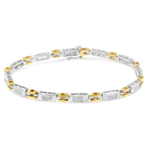 10K Two-Tone Gold Princess Cut Diamond Geo Link Bracelet (1.00 cttw, H-I Color, SI1-SI2 Clarity)-1