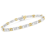 10K Two-Tone Gold Princess Cut Diamond Geo Link Bracelet (1.00 cttw, H-I Color, SI1-SI2 Clarity)-3 thumbnail 4