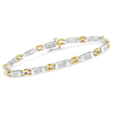10K Two-Tone Gold Princess Cut Diamond Geo Link Bracelet (1.00 cttw, H-I Color, SI1-SI2 Clarity)-3