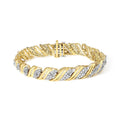 10K Yellow Gold 2.0 Cttw Diamond S-Link Twist Design Link Bracelet-0