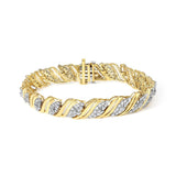 10K Yellow Gold 2.0 Cttw Diamond S-Link Twist Design Link Bracelet-0 thumbnail 1