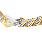10K Yellow Gold 2.0 Cttw Diamond S-Link Twist Design Link Bracelet-1 thumbnail 2