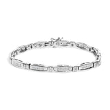14K white gold bracelet with 2.0 ct princess and round diamond stones thumbnail 1