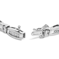 14K White Gold 2.0 Cttw Princess and Round Diamond Bar and Link Bracelet (I-J Color, I1-I2 Clarity) - 7.25
