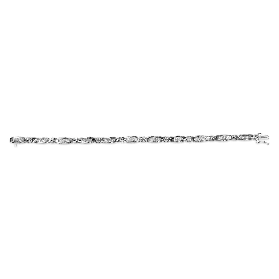 14K White Gold 2.0 Cttw Princess and Round Diamond Bar and Link Bracelet (I-J Color, I1-I2 Clarity) - 7.25