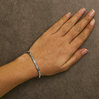 14K White Gold 2.0 Cttw Princess and Round Diamond Bar and Link Bracelet (I-J Color, I1-I2 Clarity) - 7.25