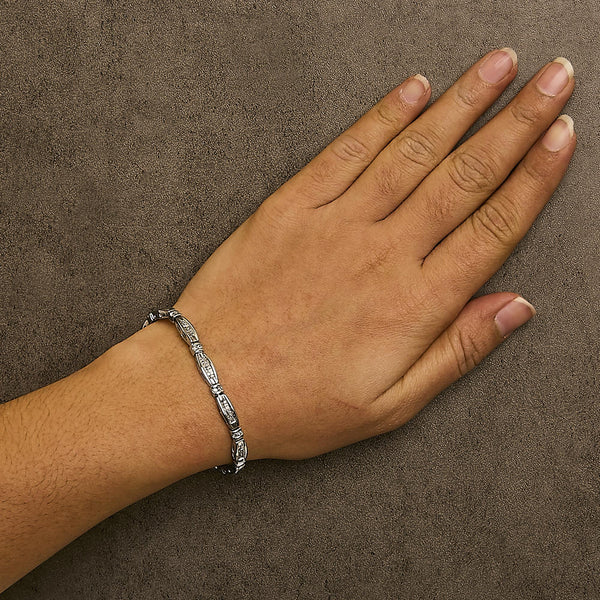 14K White Gold 2.0 Cttw Princess and Round Diamond Bar and Link Bracelet (I-J Color, I1-I2 Clarity) - 7.25