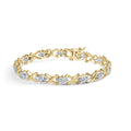 10K yellow gold bracelet with cluster and alternating X-link diamond stones
