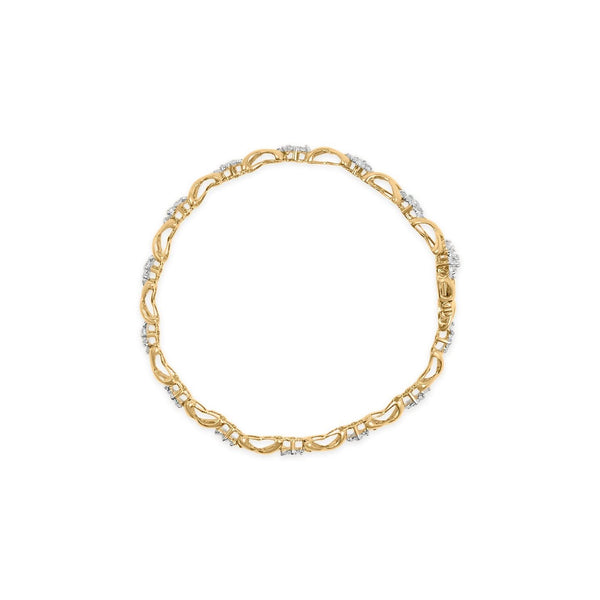 10k Yellow Gold 2.00 Cttw Diamond Cluster and Alternating 