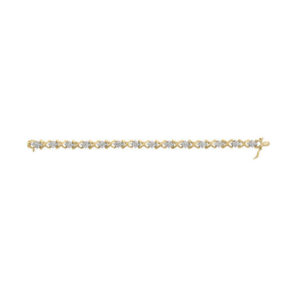 10k Yellow Gold 2.00 Cttw Diamond Cluster and Alternating 
