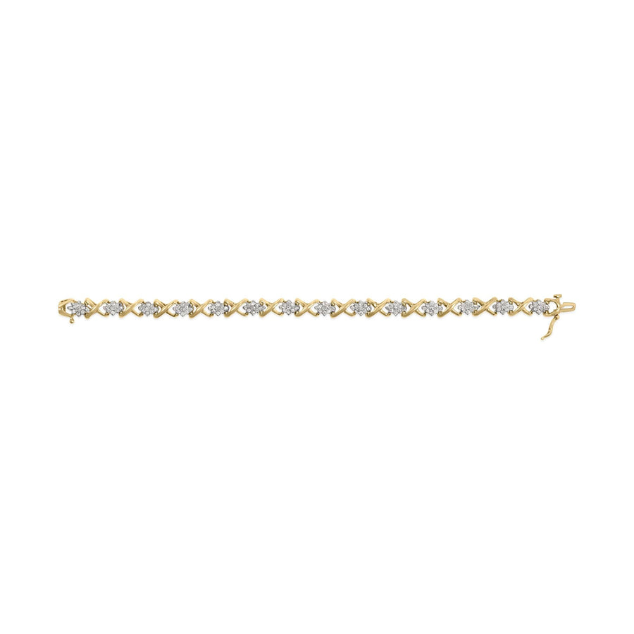 10k Yellow Gold Plated .925 Sterling Silver 2.00 Cttw Round-Cut Diamond Link 7