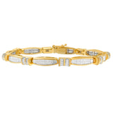 14K yellow gold bracelet with princess and baguette cut diamond stones thumbnail 1