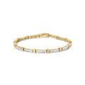 14K yellow gold bracelet with channel-set baguette diamond stones