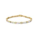 14K yellow gold bracelet with channel-set baguette diamond stones thumbnail 1