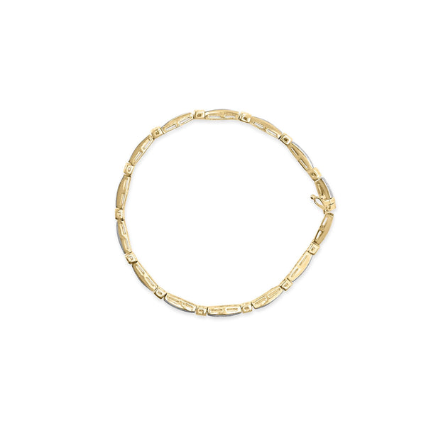 14K Yellow Gold 1.00 Cttw Baguette Diamond Channel Link Bracelet