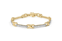 10K Yellow Gold 1.00 Cttw Pave Set Diamond Bar and  X-Link 7