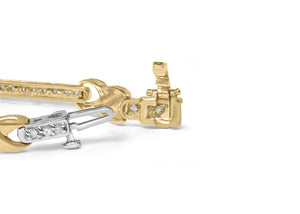 10K Yellow Gold 1.00 Cttw Pave Set Diamond Bar and  X-Link 7