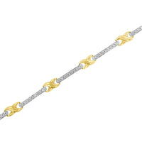 10K Yellow Gold 1.00 Cttw Pave Set Diamond Bar and  X-Link 7