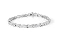 14K white gold tennis bracelet with princess-cut diamond stones