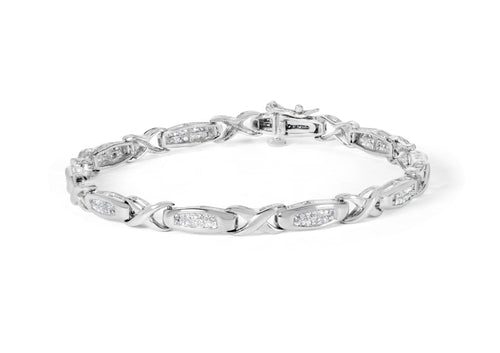 14K White Gold 1.0 Cttw Invisible-Set Princess Diamond Tennis Bracelet (H-I Color, SI1-SI2 Clarity) - 7