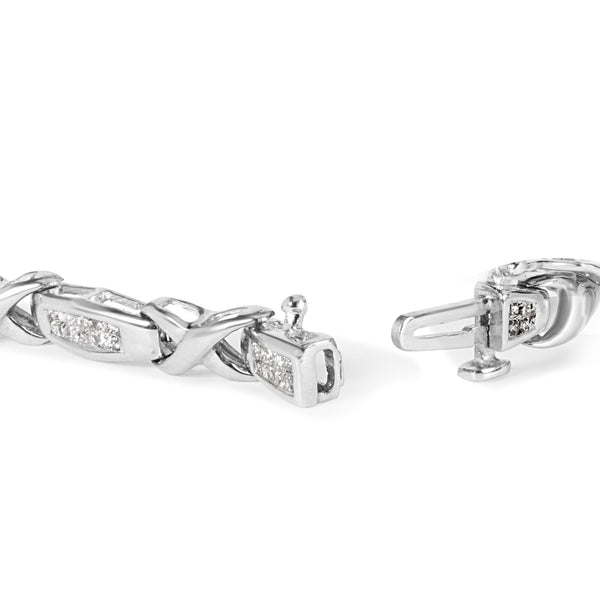 14K White Gold 1.0 Cttw Invisible-Set Princess Diamond Tennis Bracelet (H-I Color, SI1-SI2 Clarity) - 7