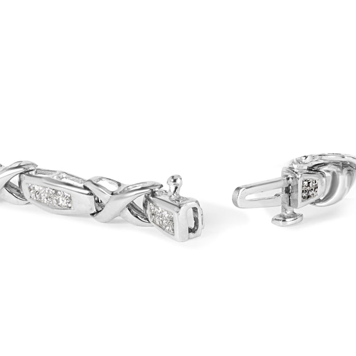 14K White Gold 1.0 Cttw Invisible-Set Princess Diamond Tennis Bracelet (H-I Color, SI1-SI2 Clarity) - 7