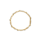 10K Yellow and White Gold 3.00 Cttw Diamond Cluster and Wave Link Bracelet (I-J Color, I1-I2 Clarity) - 7.25