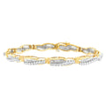 14K yellow gold bracelet with round and baguette diamond stones