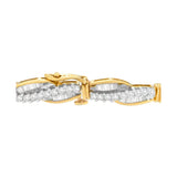 14K Yellow Gold Round and Baguette Cut Winding Love Diamond Bracelet (3.00 cttw, H-I Color, SI1-SI2 Clarity)-1 thumbnail 2