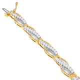 14K Yellow Gold Round and Baguette Cut Winding Love Diamond Bracelet (3.00 cttw, H-I Color, SI1-SI2 Clarity)-2 thumbnail 3