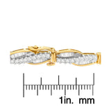 14K Yellow Gold Round and Baguette Cut Winding Love Diamond Bracelet (3.00 cttw, H-I Color, SI1-SI2 Clarity)-3 thumbnail 4