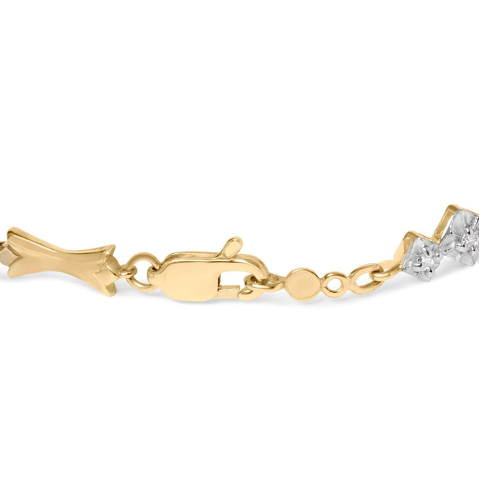 10k Gold 1/3 Cttw Diamond Miracle Set Alternating Bar and Link Bracelet (I-J Color, I1-I2 Clarity) - 7.75