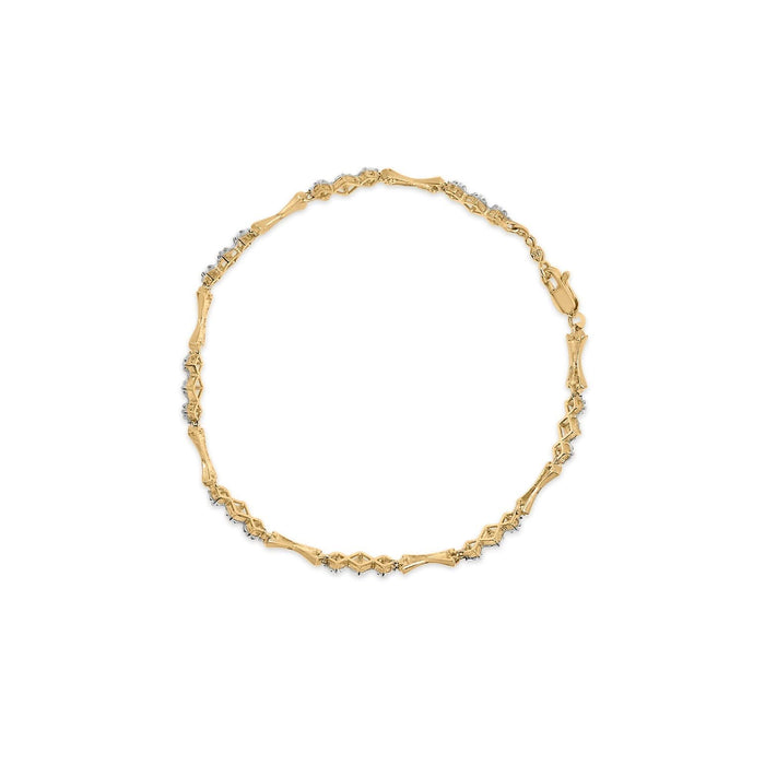 10k Gold 1/3 Cttw Diamond Miracle Set Alternating Bar and Link Bracelet (I-J Color, I1-I2 Clarity) - 7.75