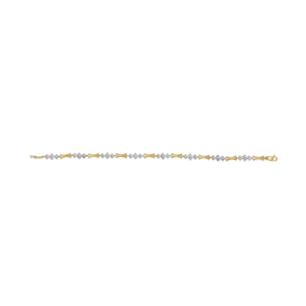 10k Gold 1/3 Cttw Diamond Miracle Set Alternating Bar and Link Bracelet (I-J Color, I1-I2 Clarity) - 7.75