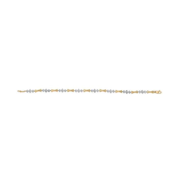 10k Gold 1/3 Cttw Diamond Miracle Set Alternating Bar and Link Bracelet (I-J Color, I1-I2 Clarity) - 7.75
