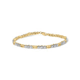 10K yellow gold bracelet with 3 round diamond stones thumbnail 1