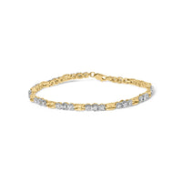 10k Yellow Gold 1.00 Cttw Diamond 3 Stone Link Bracelet (I-J Color, I1-I2 Clarity) -7.25