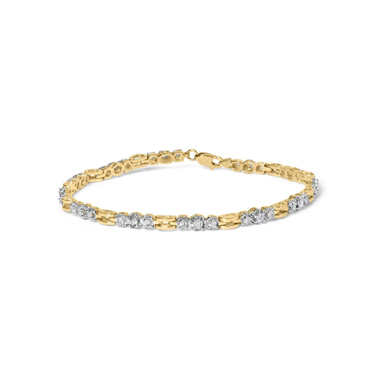 10K yellow gold bracelet with 3 round diamond stones